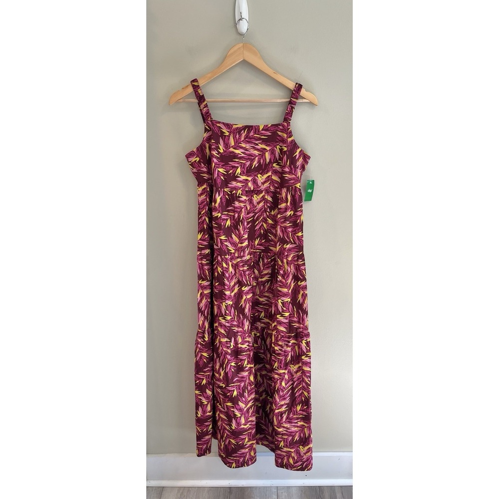 Dip NWT Leaf Print Long Maxi Summer‎ Dress Women's Size Small Cotton Poplin